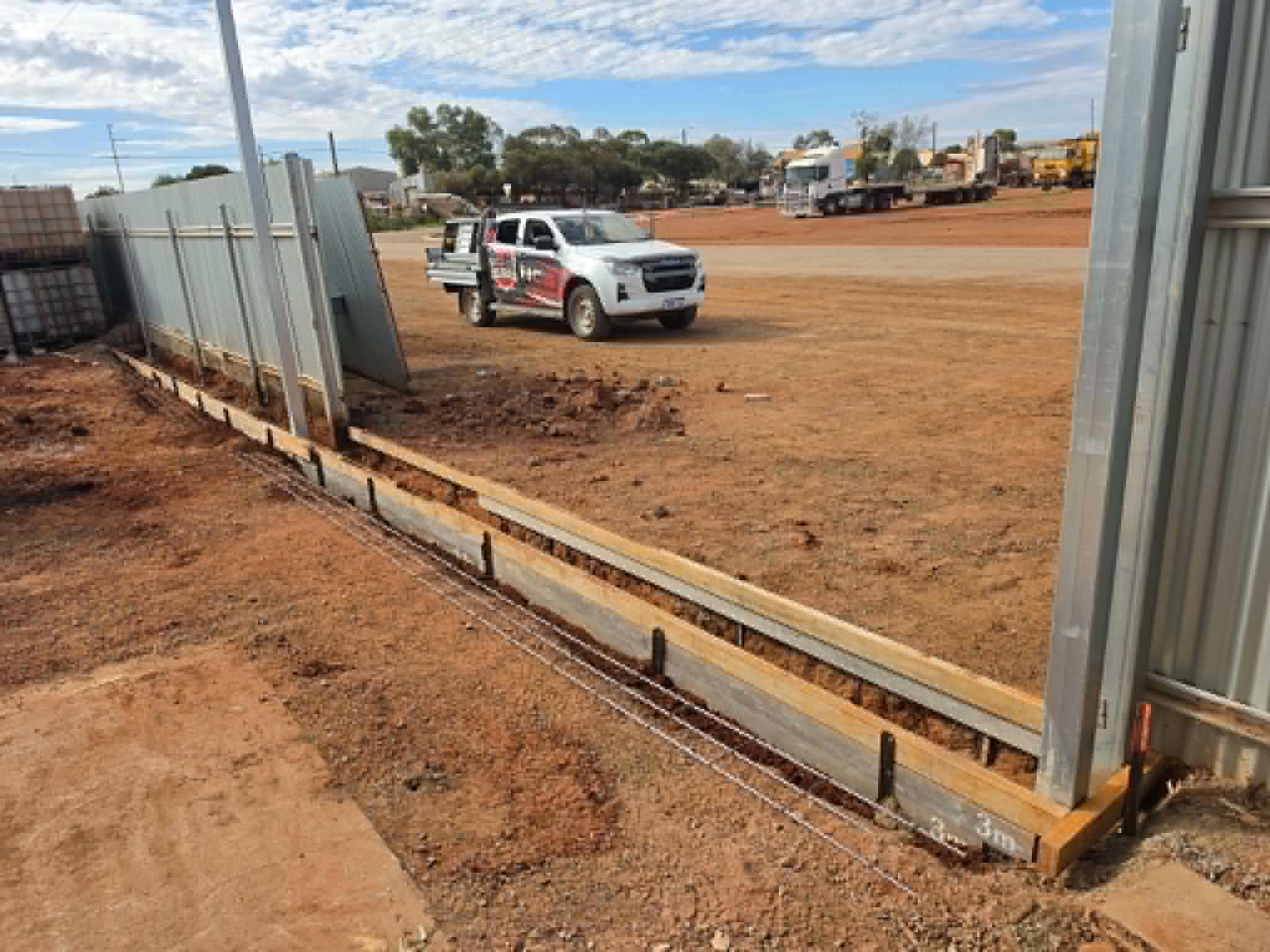 Fence footing before